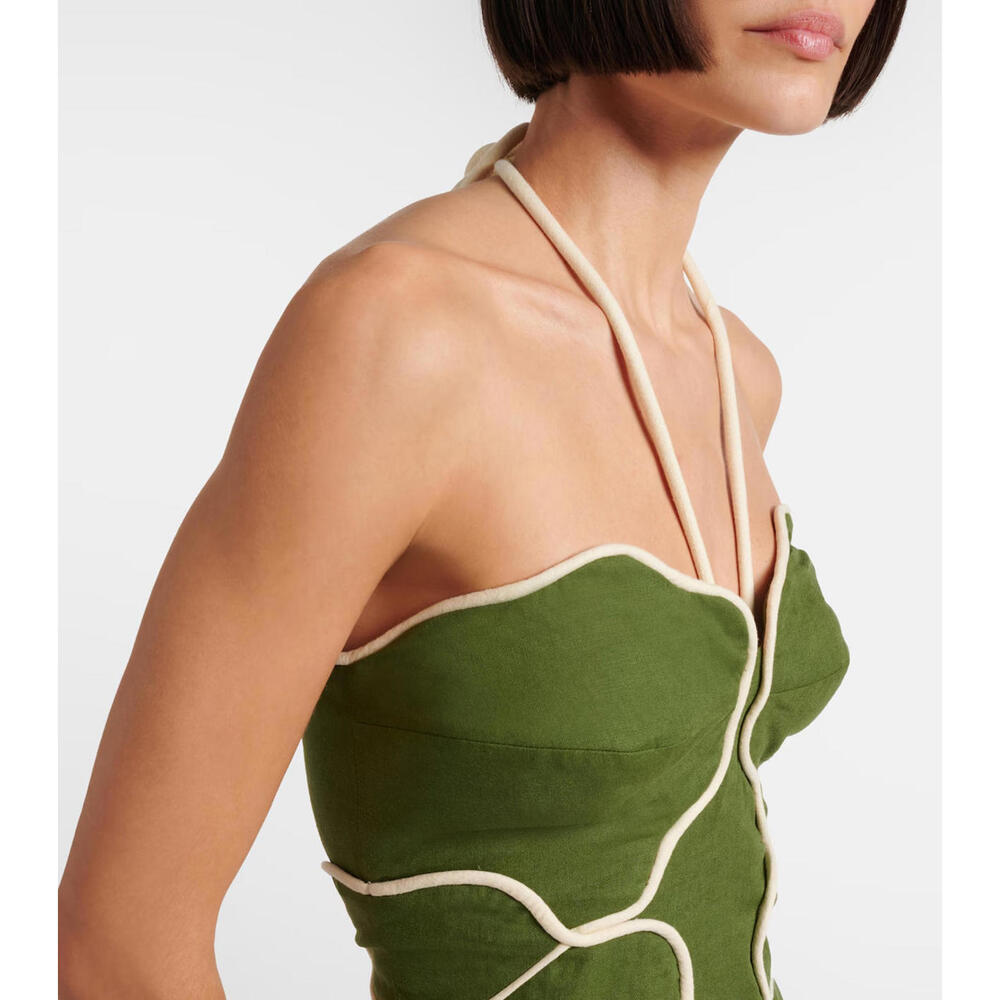 NEW, Farm Rio Asymmetric Neck Mini Dress in Green Sz L #MD1390 - Picture 4 of 10
